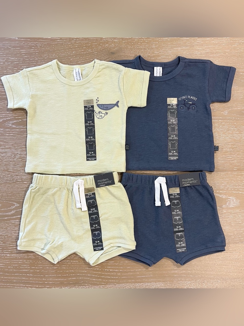 Modern Moments Baby Boy Organic Cotton Shorts Outfit Sets 4-Piece Bundle 12M NWT